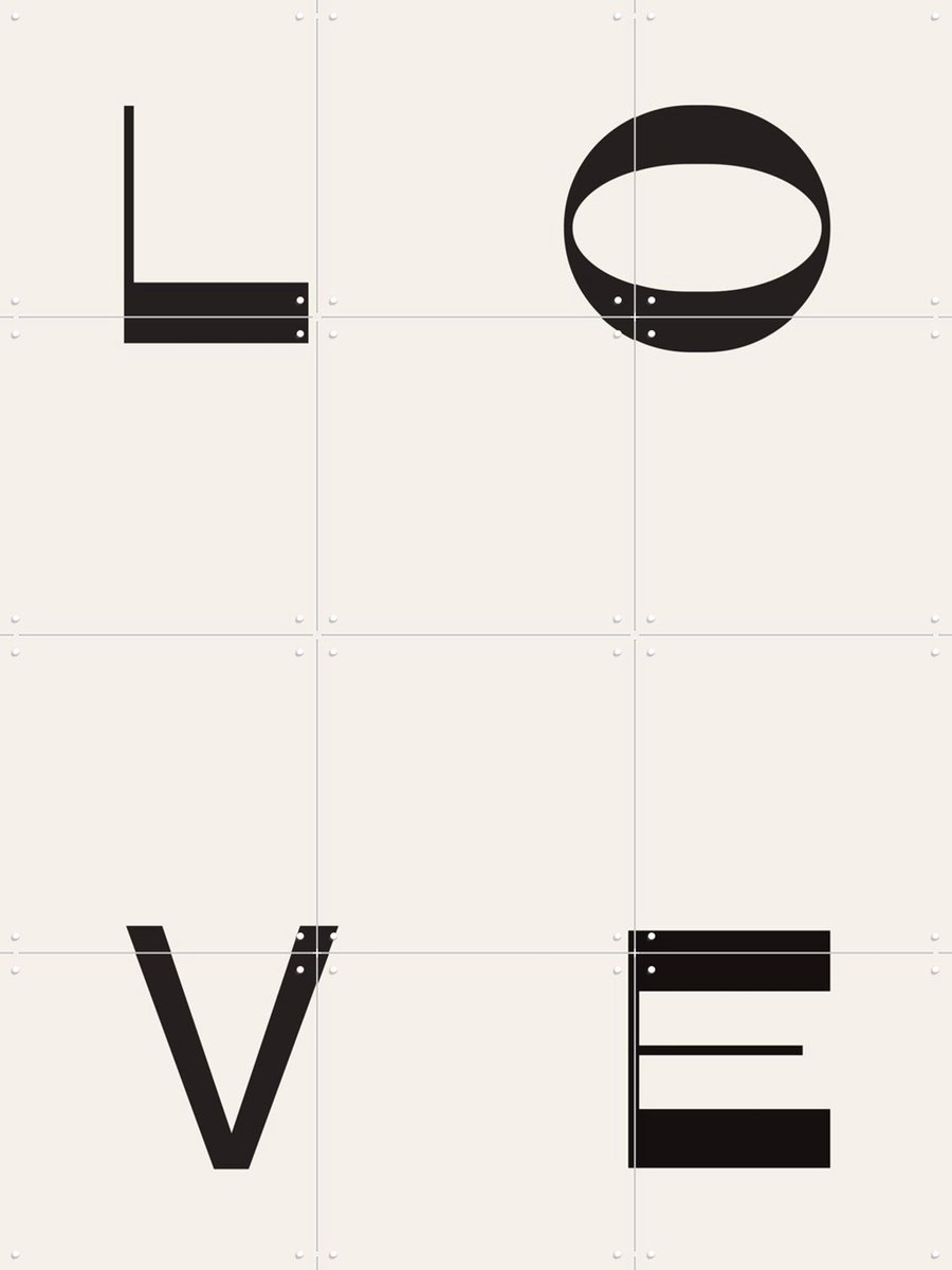 IXXI LOVE, Bohomadic Studio - 60 x 80 cm - Gratis ophangtool - Grote wanddecoratie en posters - Illustraties, Typografie, Minimalisme, Grafisch