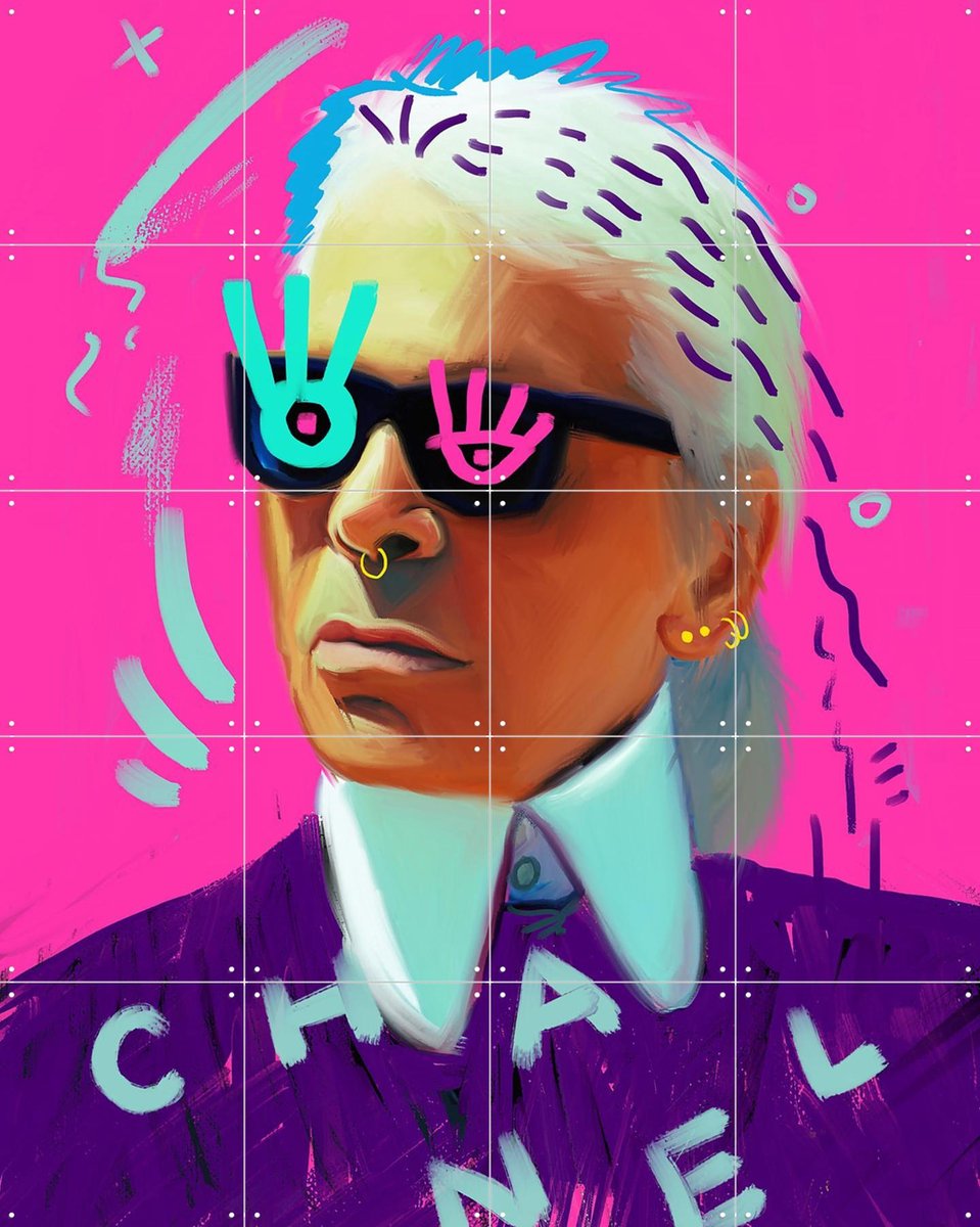 IXXI Designer Karl, Pop-art by Tadej - 80 x 100 cm - Gratis ophangtool - Grote wanddecoratie en posters - Illustraties, Pop art, Speels, Kleurrijk