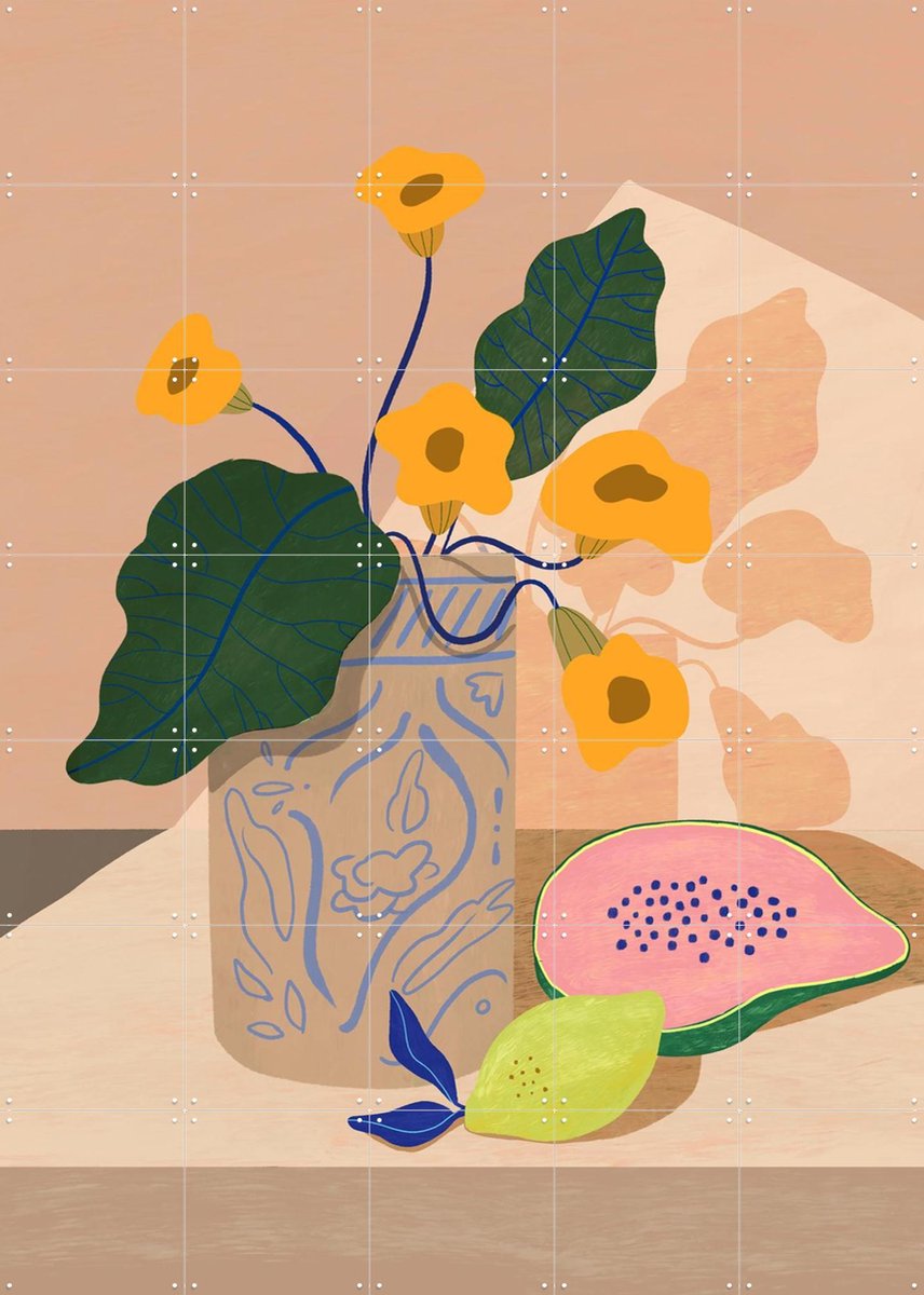 IXXI Lemon Papaya, Arty Guava - 100 x 140 cm - Gratis ophangtool - Grote wanddecoratie en posters - Grafisch Ontwerp, Illustraties, Kleurrijk, Speels