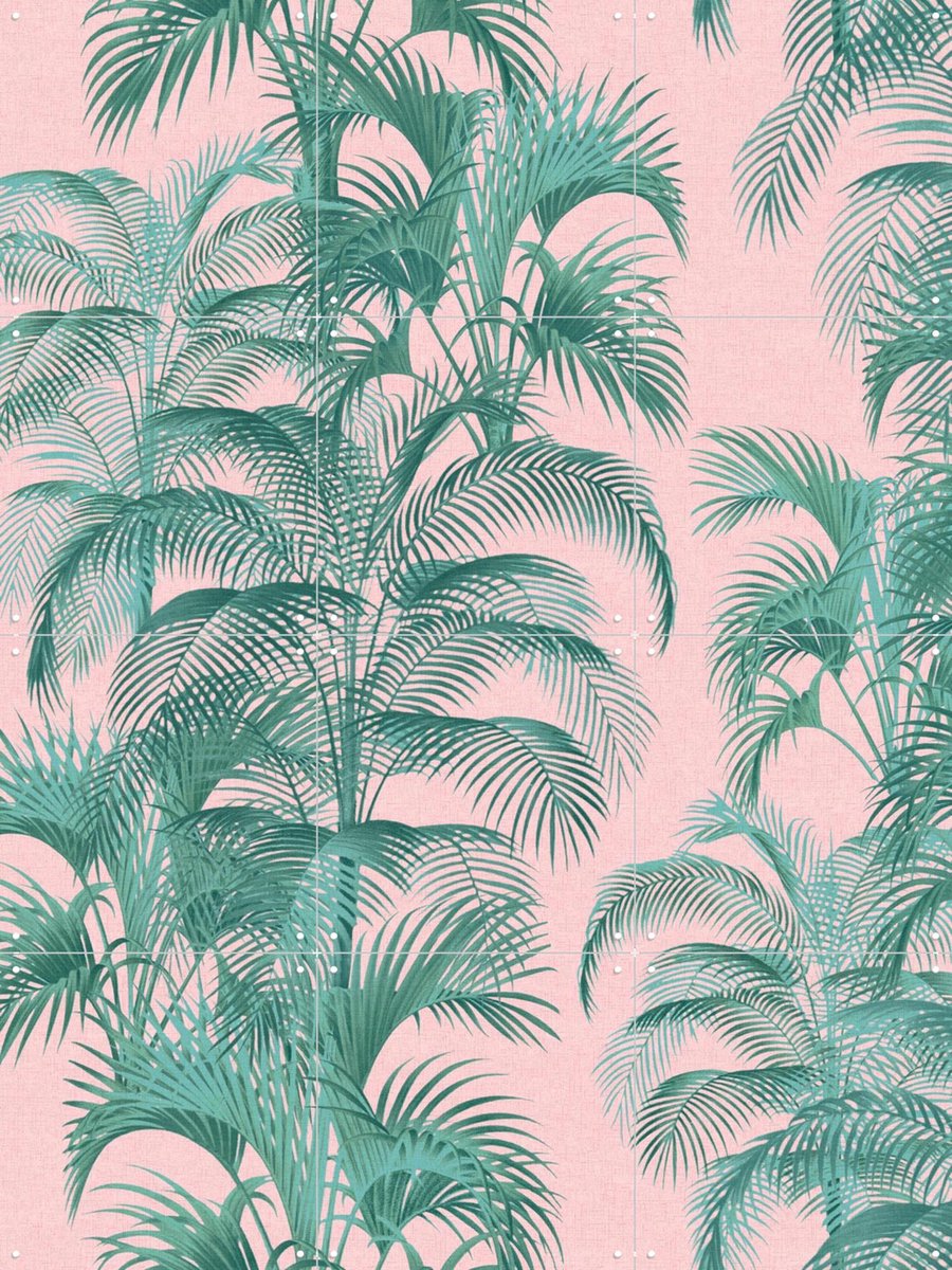 IXXI Tropical Palm Leaves - pink, Bloomery Decor - 60 x 80 cm - Gratis ophangtool - Grote wanddecoratie en posters - Grafisch Ontwerp, Houtsnede