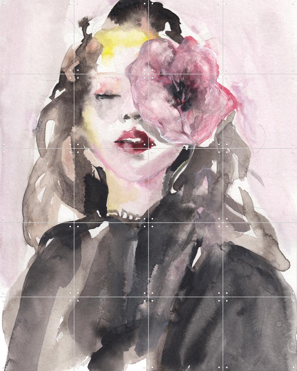 IXXI Face Like Melody, Victoria Verbaan - 80 x 100 cm - Gratis ophangtool - Grote wanddecoratie en posters - Illustraties, Aquarel, Slaapkamer