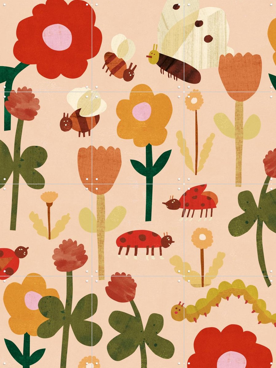 IXXI Bugs & Bees, Lotte Dirks - 60 x 80 cm - Gratis ophangtool - Grote wanddecoratie en posters - Cartoonesk, Illustraties, Grafisch Ontwerp