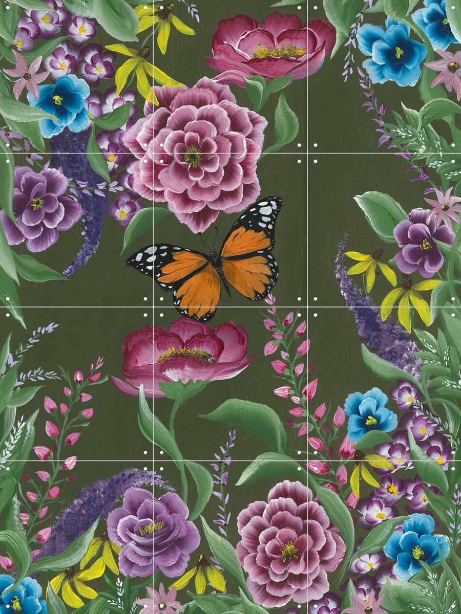 IXXI Whispering Blooms, Lens en penseel door Myrte - 60 x 80 cm - Gratis ophangtool - Grote wanddecoratie en posters - Olieverf, Illustraties