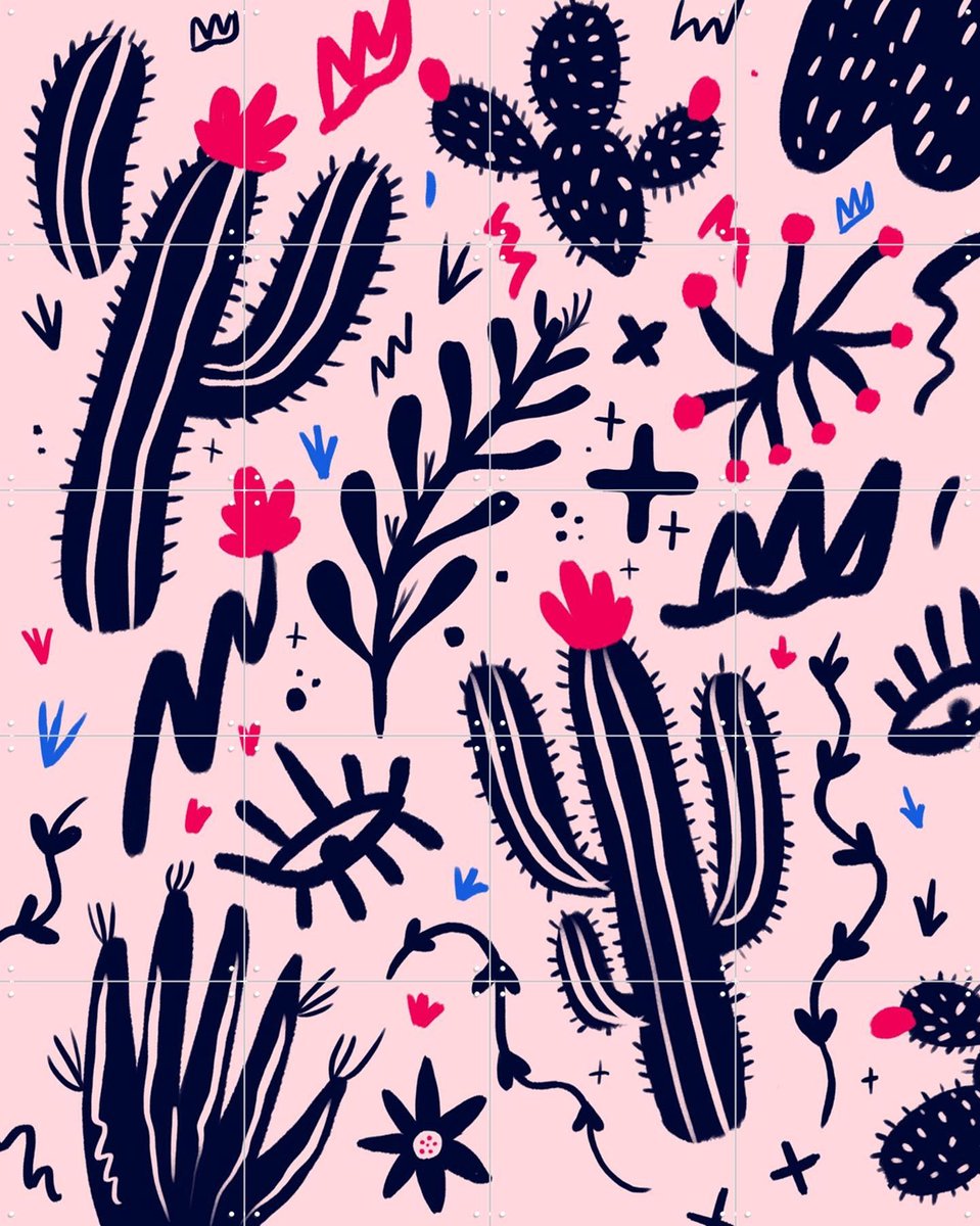 IXXI Mexico Cactus, Pop-art by Tadej - 80 x 100 cm - Gratis ophangtool - Grote wanddecoratie en posters - Pop art, Illustraties, Kleurrijk, Speels