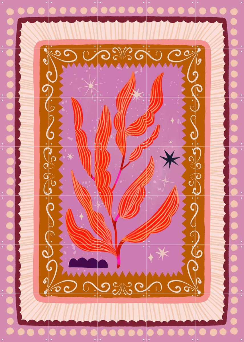 IXXI Bloem - lila, Lena Addink - 100 x 140 cm - Gratis ophangtool - Grote wanddecoratie en posters - Kleurrijk, Fantasierijk, Grafisch Ontwerp