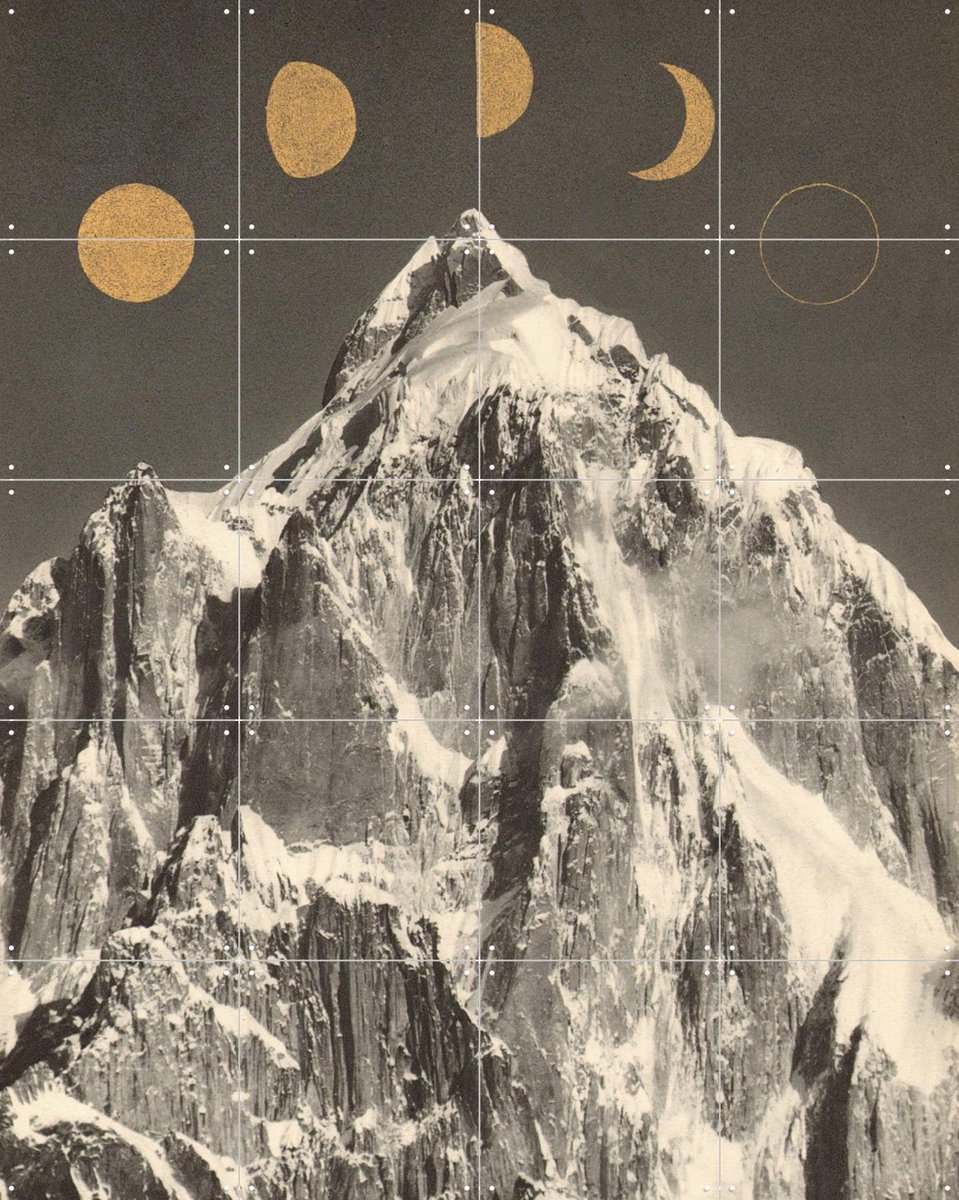 IXXI Moon Phases, Florent Bodart - 80 x 100 cm - Gratis ophangtool - Grote wanddecoratie en posters - Vintage, Fotografie, Illustraties, Collage