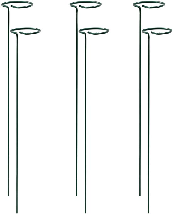 6 Stuks - Plantensteunpalen - Plantensteun halfronde - Plantensteunen - 40*6.35*6.35cm - Groen - IJzer - Voor bloemen en Klimplanten - Bloemondersteuningsringen - Tuinplantaccessoire - Planten steunpaal voor één stengel - Weerbestendig