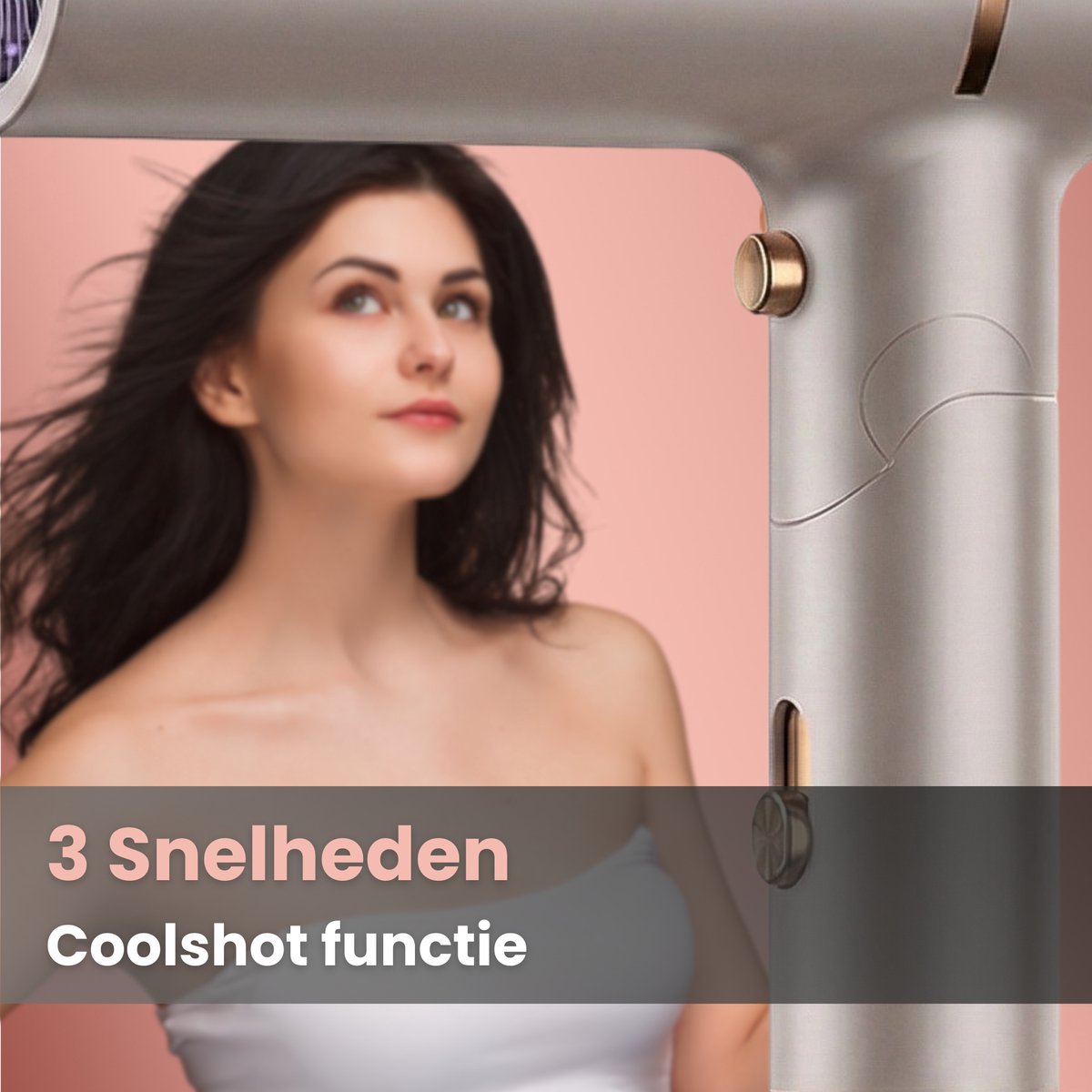 BlowSense TravelDry Reisföhn Opvouwbaar 1400W Champagne - afbeelding 3