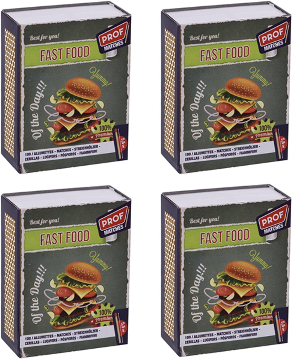 Prof Lucifers Klein - 4 doosjes van 100 stuks - Fast Food