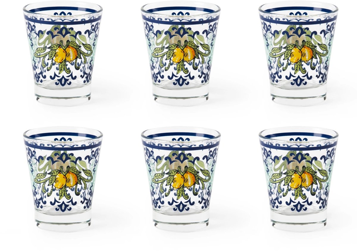 Excelsa Set van 6 Amalfi Koffieglaasjes 90 ml – Veelkleurig – Italiaans Design