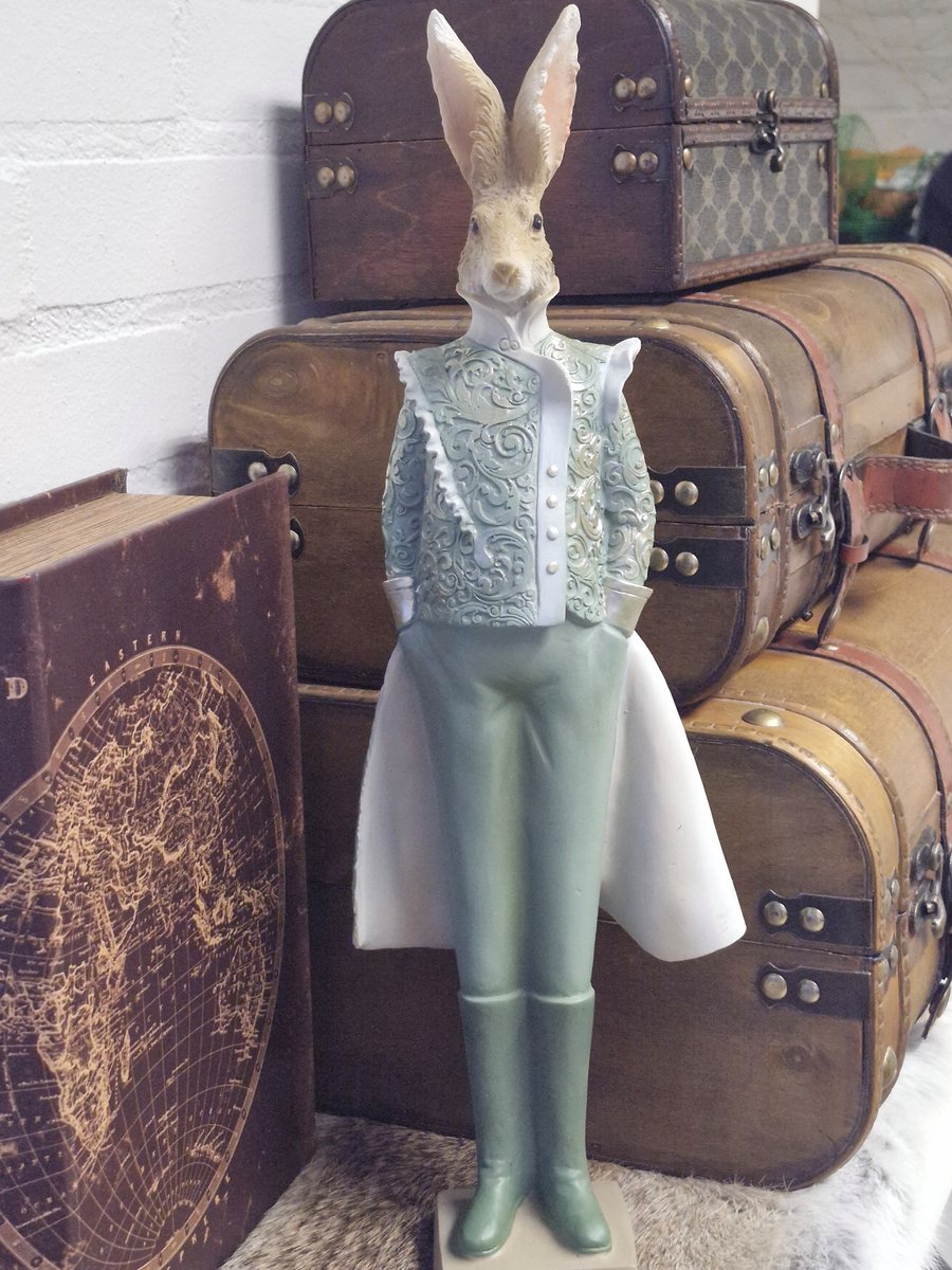 Beeld Konijn 14x10x44 cm Groen Polyresin Woonaccessoires