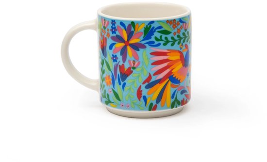 Excelsa set van 6 koffiekopjes - Mexicaanse Bloemen - New Bone porselein - Italiaans Design 10 CL