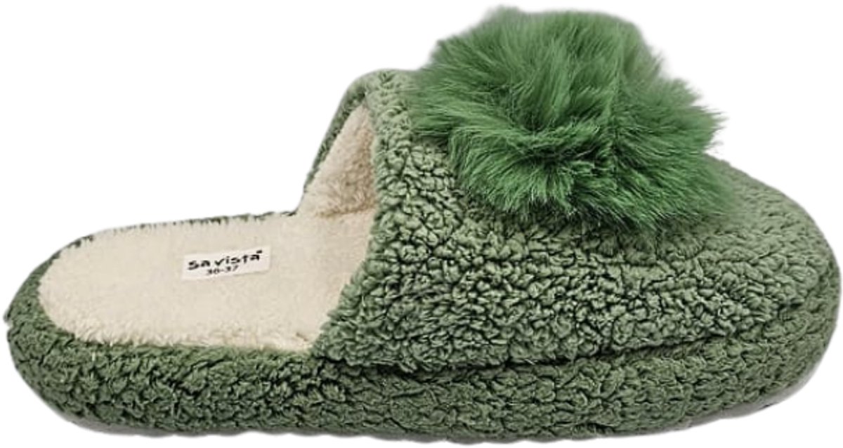 Berussa-Savista- Luxe Dames Pantoffels - Winter Warm - Zachte & Stille Zool - Antislip - Lichtgewicht Huisschoenen-Groen36-41