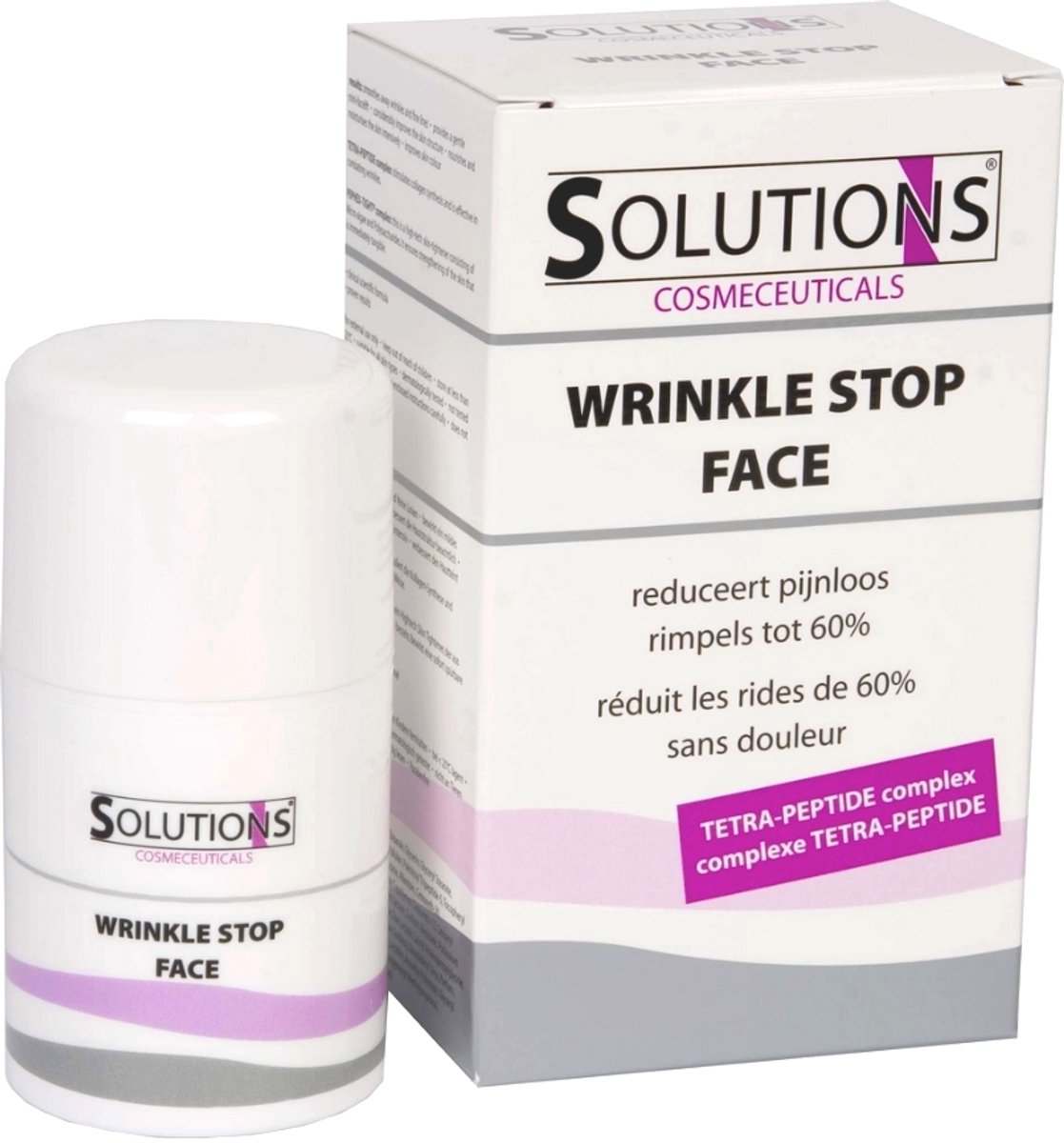 Wrinkle Stop Face, Solutions Cosmeceuticals, facelifting creme voor dag en nacht, met unieke peptides