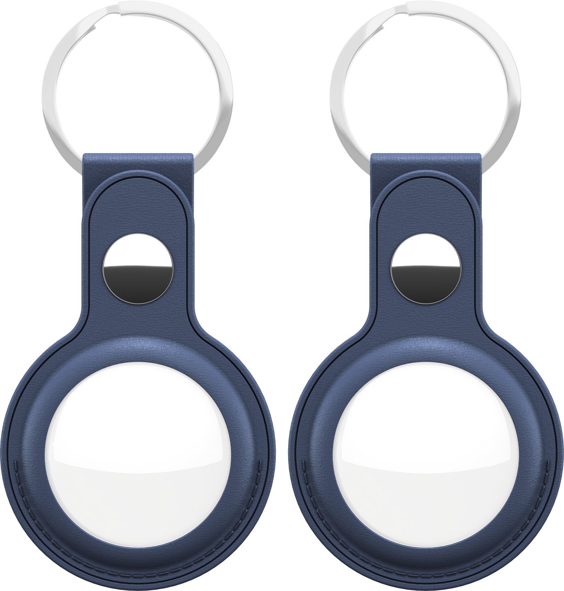 KeyBudz AirTag Sleutelring 2 Pak – Handgemaakt Echt Leder – Veilige Pasvorm voor AirTag – Compatibel met Apple AirTag - Blauw