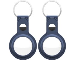 KeyBudz AirTag Sleutelhanger 2 Pak – Gemaakt van echt leder – Geschikt voor Apple AirTag - Blauw