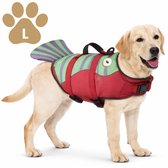 Honden Zwemvest Garnaal - Maat L – Veiligheidsvest voor Honden – Met Handvat – Verstelbaar – Rood