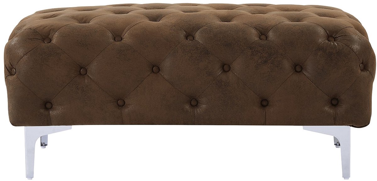Vente-unique Chesterfield-poef van microvezel met verouderd leereffect EDWINA