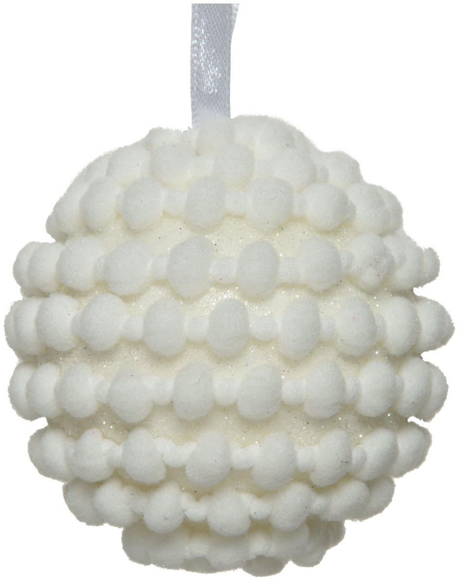 KAEMING B.V. - Kerstbal met katoen- en glinstereffect 8 cm polaire sfeer