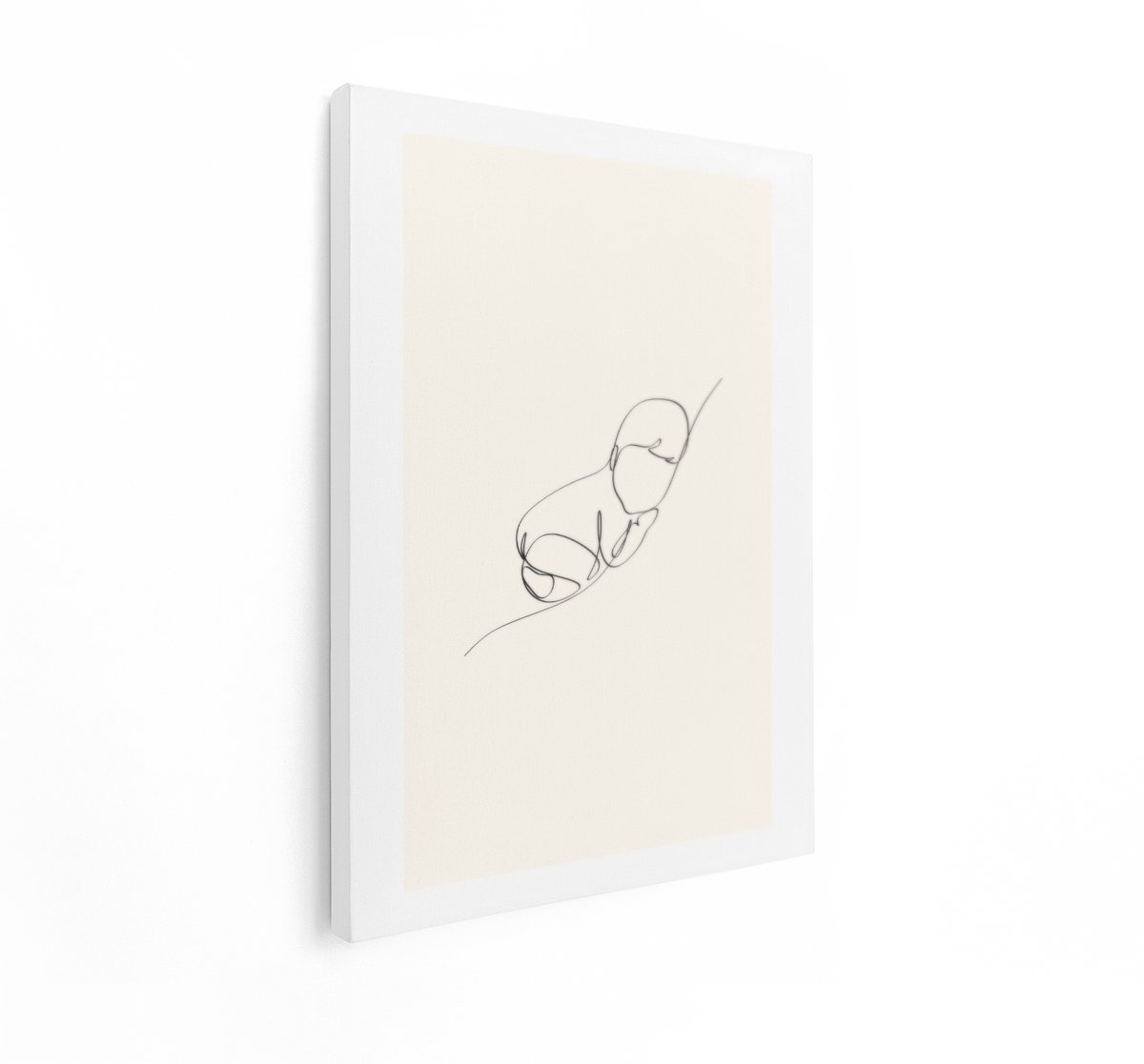 Artaza Canvas Schilderij Baby - 90x120 cm - Wanddecoratie Babykamer - Muurdecoratie Line Art - Decoratie Minimalistisch Schilderijen