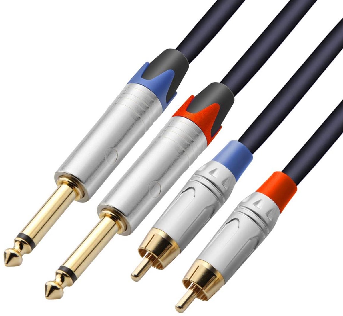Dubbele 6,35 mm Jack naar RCA Stereokabel voor Audioapparatuur - 2 Meter