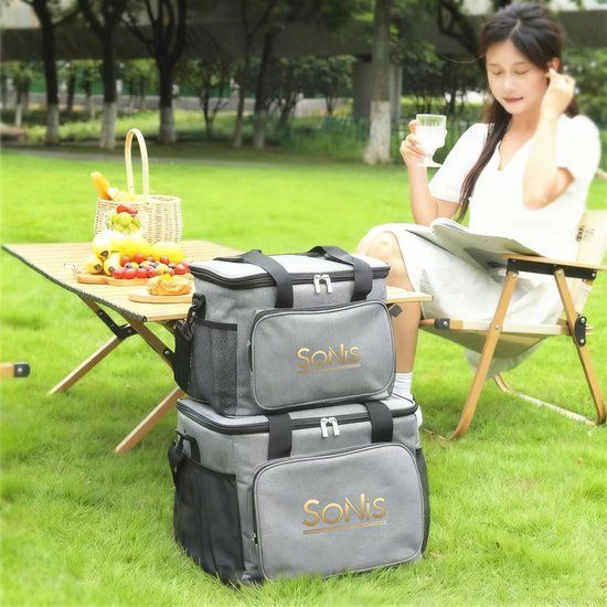 SoNis Koeltas - Koeltassen - Koeltas Lunch - Geïsoleerde Koeltas - Lunchtas - 15 liter - Grijs van Merkloos — afbeelding 2