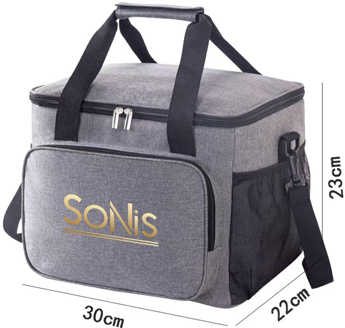 SoNis Koeltas - Koeltassen - Koeltas Lunch - Geïsoleerde Koeltas - Lunchtas - 15 liter - Grijs