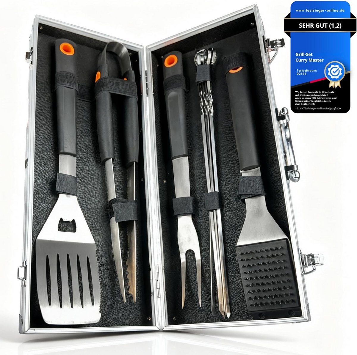 Complete RVS BBQ Gereedschap Set in Luxe Koffer - Grillaccessoires voor Heren