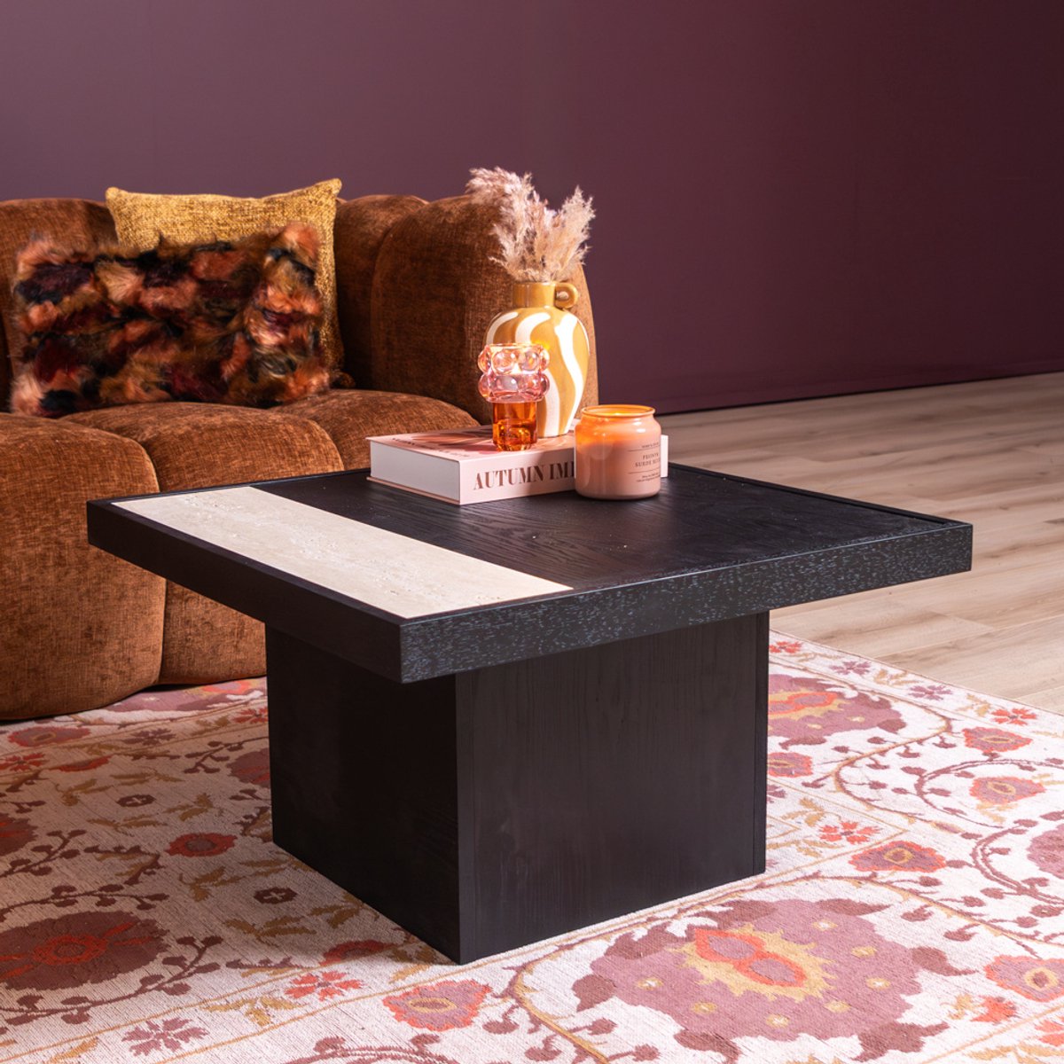 Bronx71® Salontafel Java 70x70 cm zwart eiken