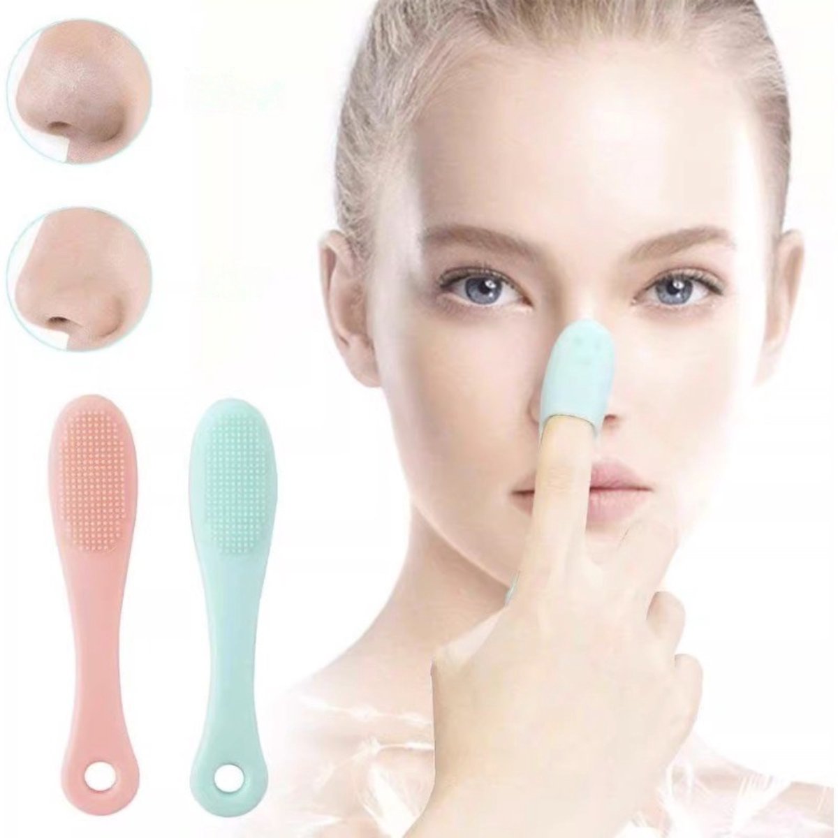 2 x Mini Face Scrubber tegen Mee-eters - Siliconen Gezichtsborstel Roze - Reiniging van het Gezicht - poriën schoonmaken - mee-eters verwijderen - Silicone Borstel
