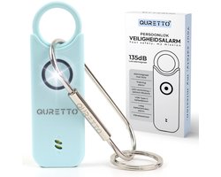 QURETTO® Persoonlijk Alarm 135 dB met Vibratiesensor – Inbraak- & Noodalarm – Wolvenverjager – USB-C Oplaadbaar – LED Zaklamp – Sleutelhanger Zelfverdediging voor Vrouwen, Ouderen & Kinderen
