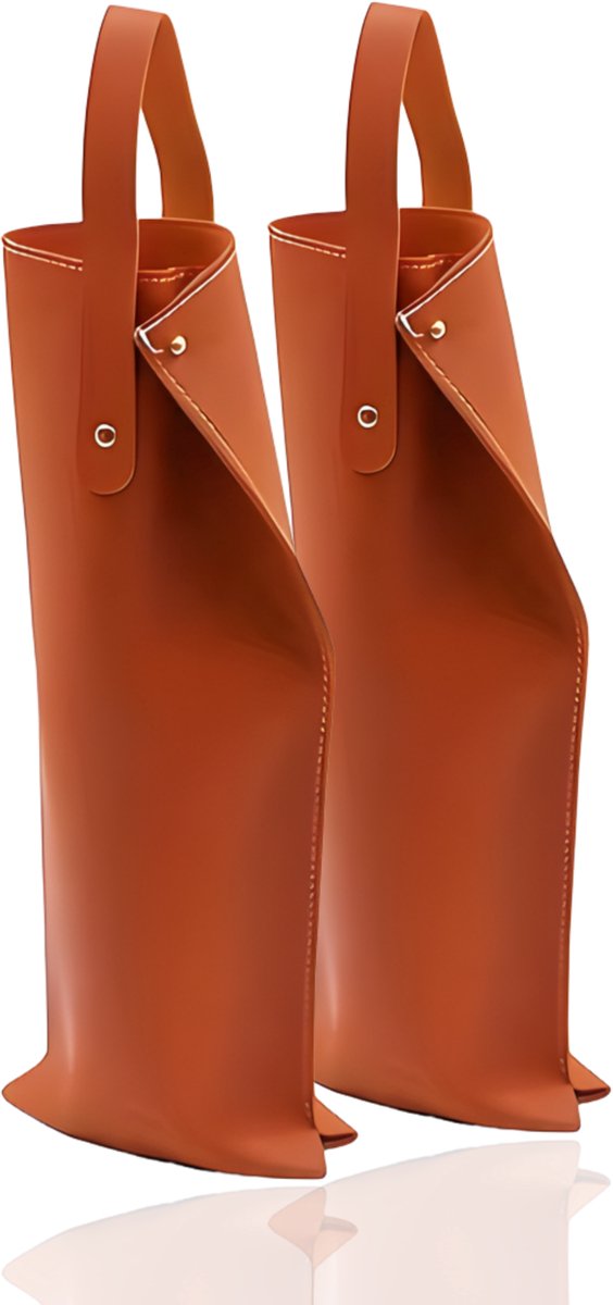 Mémoire® VinoPorta Roestbruin 2 stuks - Luxe Wijntas & Wijndrager - Stijlvolle Wijngeschenkverpakking - Wijncadeauverpakking - Draagtas Wijn - Herbruikbaar, Duurzaam & Elegant Design - Perfect voor Cadeaus, Feestjes & Speciale Gelegenheden