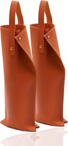 Mémoire® VinoPorta Roestbruin 2 stuks - Luxe Wijntas & Wijndrager - Stijlvolle Wijngeschenkverpakking - Wijncadeauverpakking - Draagtas Wijn - Herbruikbaar, Duurzaam & Elegant Design - Perfect voor Cadeaus, Feestjes & Speciale Gelegenheden