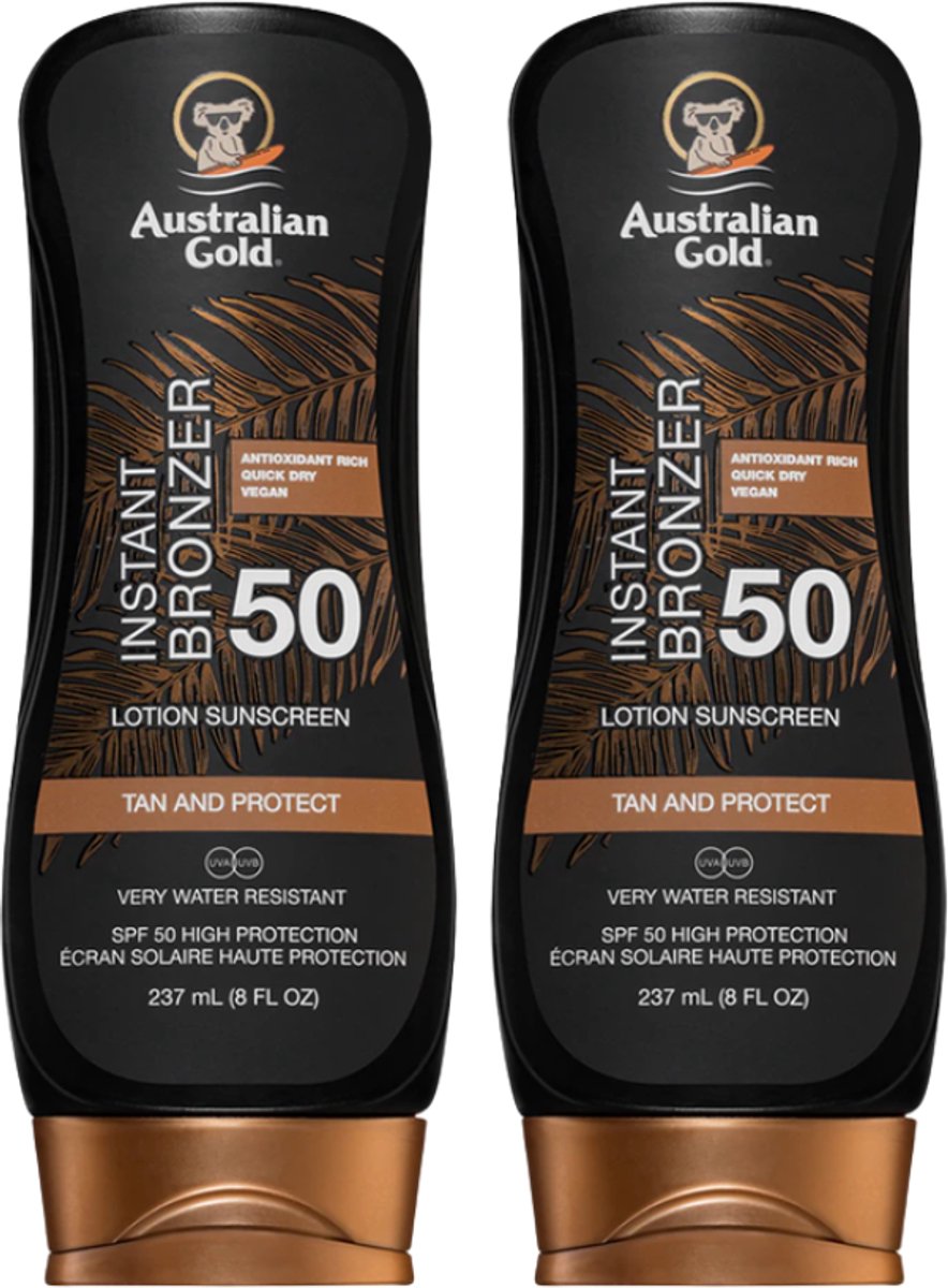 Australian Gold SPF 50 lotion met Bronzer - 2 x 237 ml - voordeelverpakking- multipack