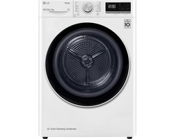 LG RH90V5AV6N warmtepompdroger 9 kg met Inverter Heat Pump voor energiezuinig en gelijkmatig drogen, Sensor Dry stopt automatisch bij droog, Allergy Care en stille werking. Energieklasse A++