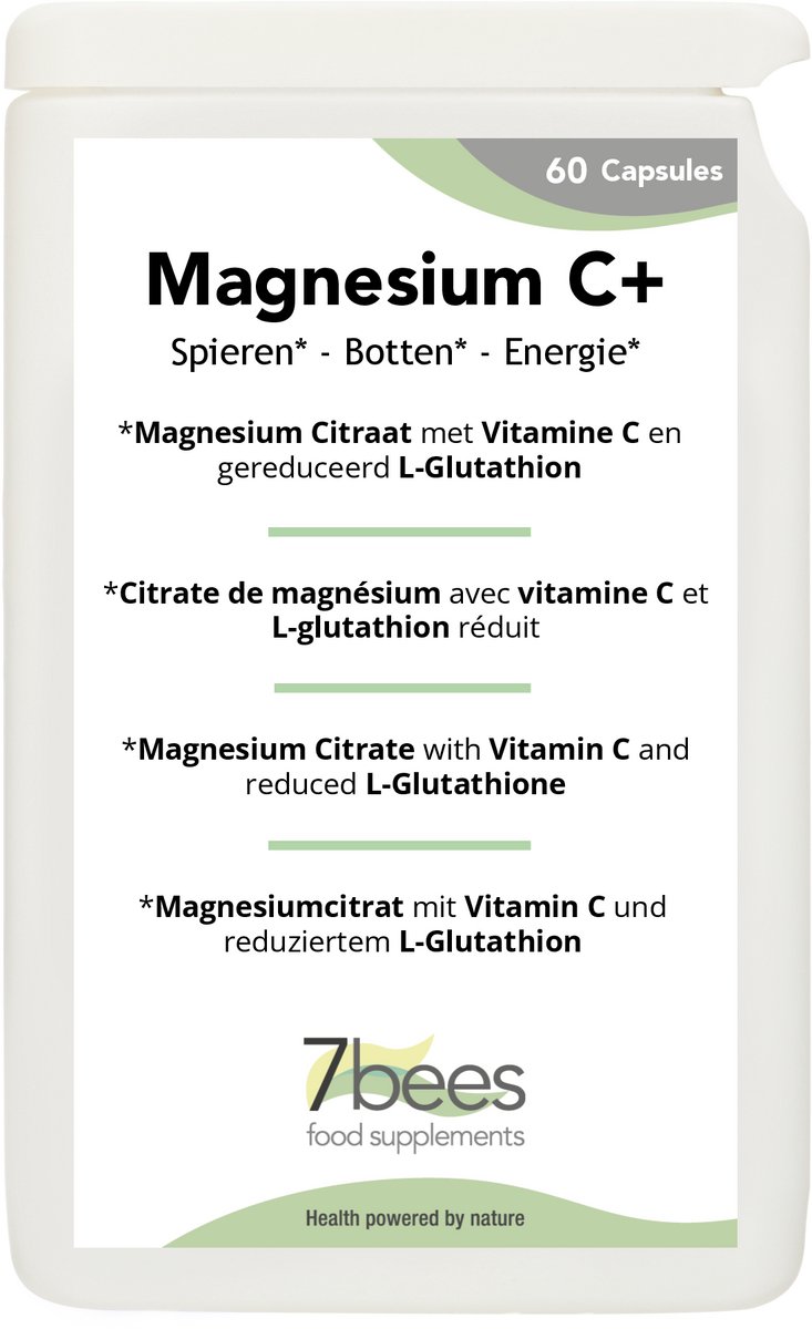 Magnesium Citraat C+ 60 caps Met Vitamine C - Energie - spierkrampen en stress