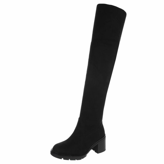 CouieCuies Zwarte laarzen voor dames, platform over de knie CouieCuies Zwarte laarzen voor dames, platform over de knie