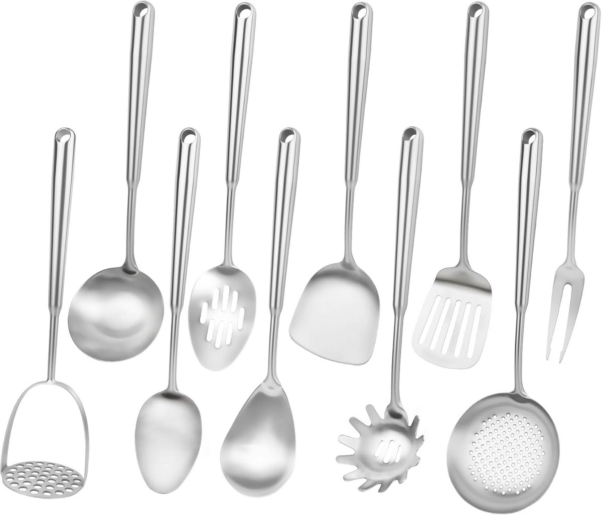 RVS Kookgerei Set 10-Delig Keukengerei Set van Hoogwaardig 18/10 Staal