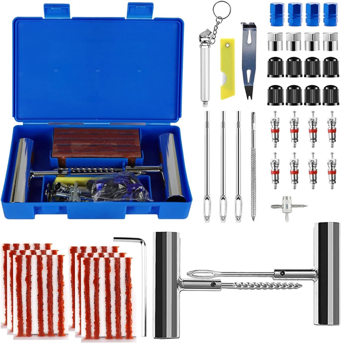 Octav8® Bandenreparatieset Auto - Proppenset - Geschikt voor Motor, Brommer of Auto - 66 Stuks