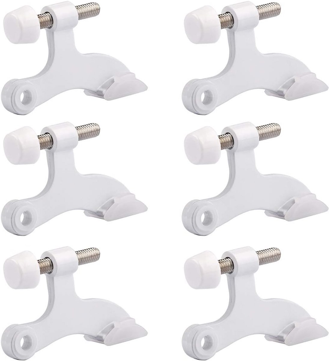 6x Verstelbare Witte Deurstoppers voor Scharnieren
