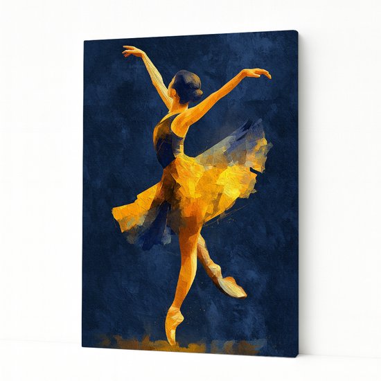 Dansende ballerina - Kunstwerk - Canvas schilderij - 60x90 cm
