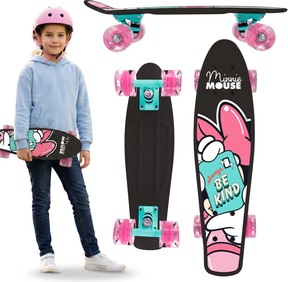 DISNEY MINNIE Kinder fish skateboard 55 cm antislip board lichtgewicht stabiel van 20-50 kg Veelkleurig