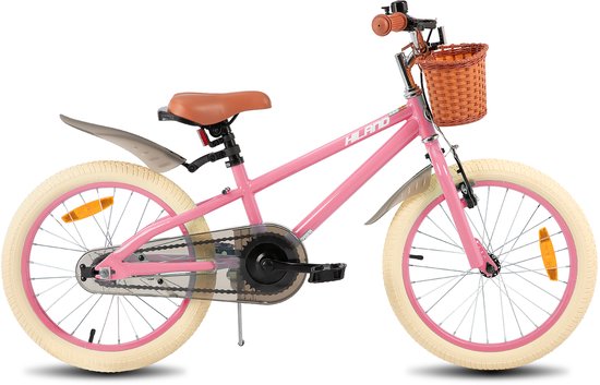 Hiland Meisjesfiets - 18 Inch - Met Mandje & Zijwieltjes - Handrem & Terugtraprem - Roze - Geschikt voor buitenactiviteiten in de lente van Hiland — afbeelding 2