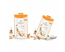 Yardley London Imperial Sandalwood Geparfumeerde Body Talc - Met Pure Sandelhoutolie - 97% Natuurlijk Afgeleid - Luxe Lichaamspoeder voor een Zachte Huid Fragrant Beauty Talc - Luxe Geparfumeerd Lichaamspoeder met Sandelhoutolie Met Kajal Sticker