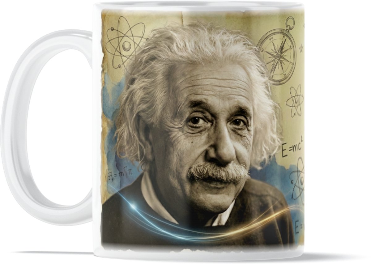 Albert Einstein Quote Mok - "Imagination is more important than knowledge" - Design met E=mc², Viool & Heelal - Inspirerend Natuurkunde Cadeau voor Hem: Creatieve Geesten Beta's & Wetenschappers - Motivatie voor Science Studenten & Denkers