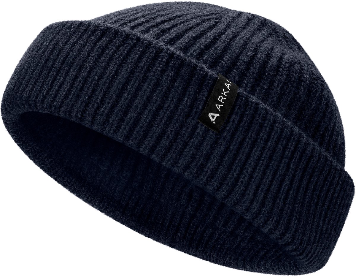 Nordic | Donkerblauwe Beanie in Zeemansstijl van Wolmix