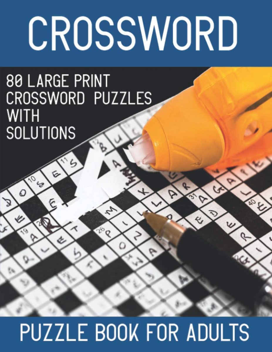 Groot Puzzelboek Kruiswoordpuzzels voor Volwassenen - 80 Puzzels in Grote Lettertype