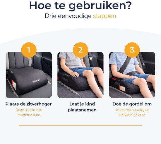 Zitverhoger - Kinderzitje - Stoelverhoger - Zitverhoger Auto - Autostoeltje - STEGGER van Merkloos — afbeelding 2