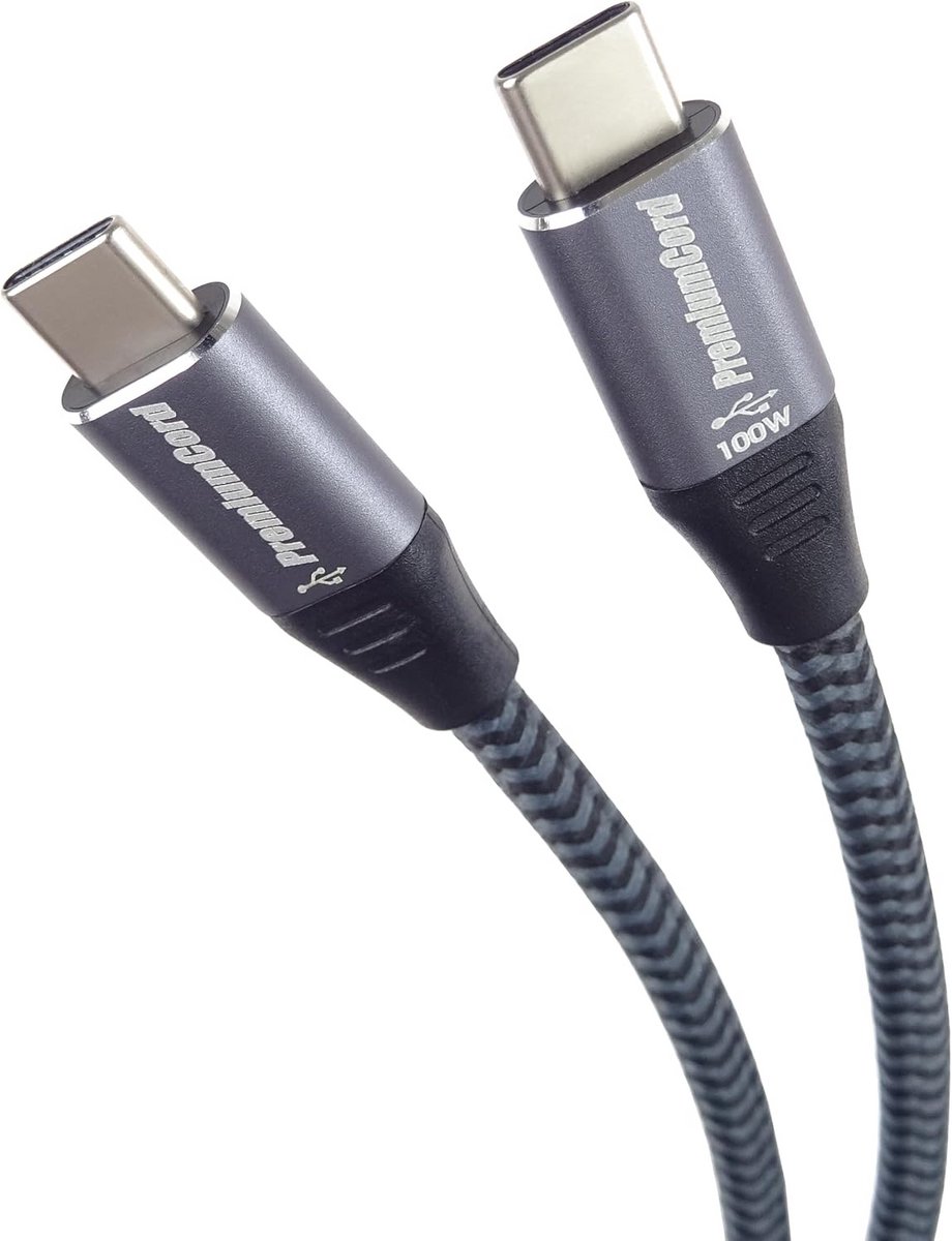 Sterke USB-C Kabel 2 Meter - 100W Opladen en 480 Mbit/s Dataoverdracht