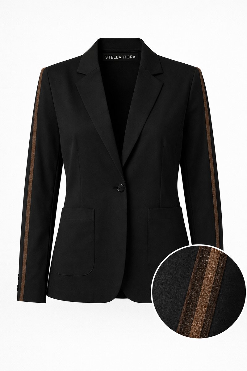 Stella Fiora Blazer Dames - Zwart - Travelstof - Maat L
